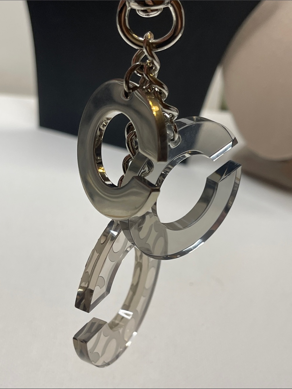 Coach C Charm Trio Keychain/Bag Clip - Grey & Silver Logo Charms - Picture 5 of 5